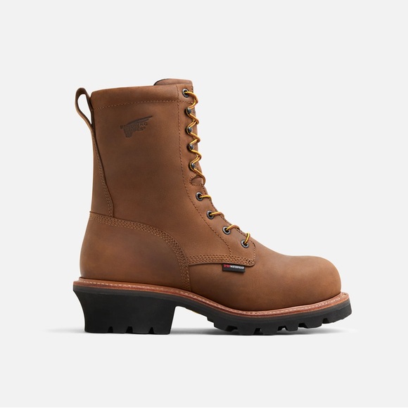 Brown Leather Lace-Up Red Wing Boots Steel Toe Waterproof #4420 - Picture 1 of 11